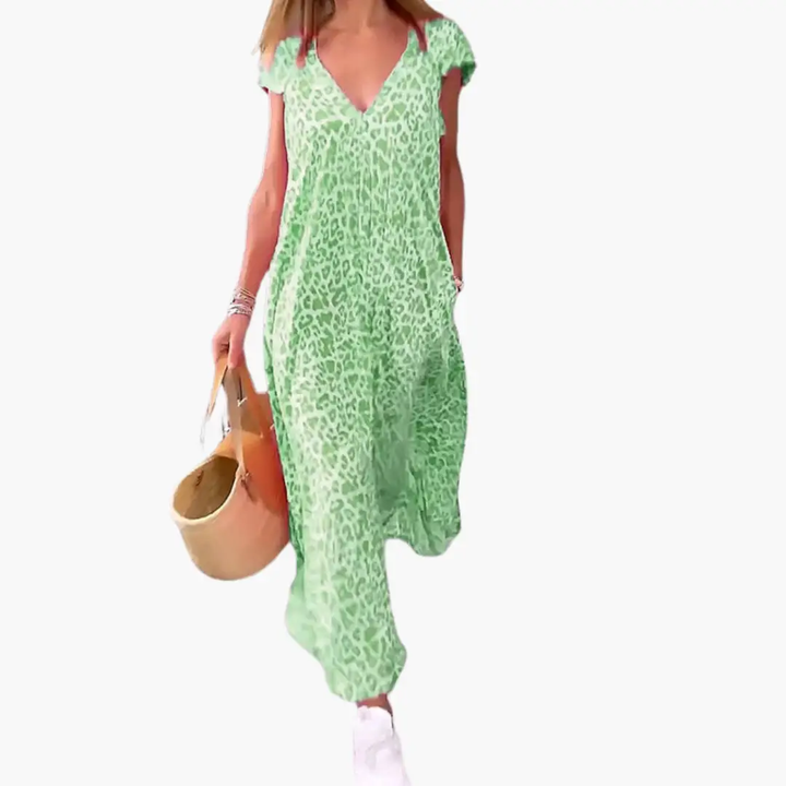 Leo Maxi Dress for Women – V-Neck and Loose Fit