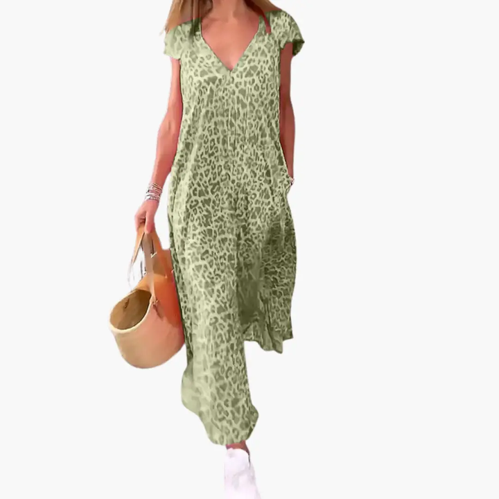 Leo Maxi Dress for Women – V-Neck and Loose Fit