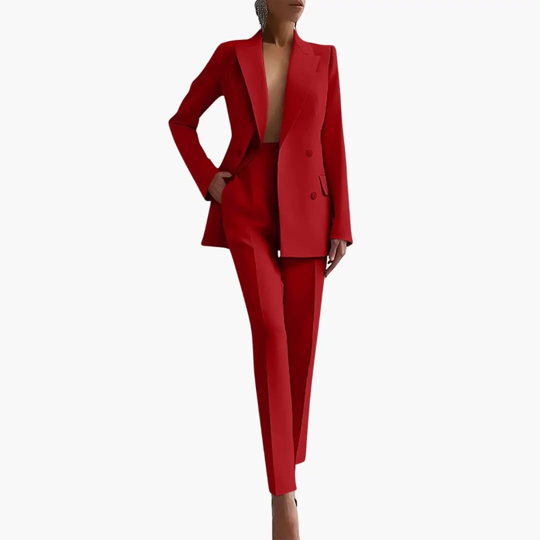 Women's Summer Two-Piece Suit with Blazer and Slim-Fit Pants