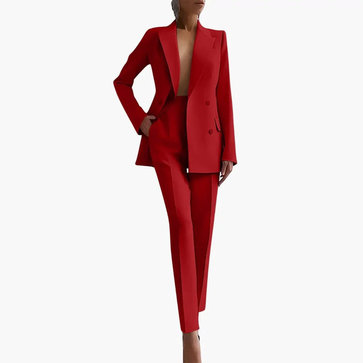 Women's Summer Two-Piece Suit with Blazer and Slim-Fit Pants