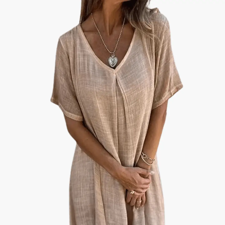 Women's V-Neck Summer Dress - Loose and Comfortable