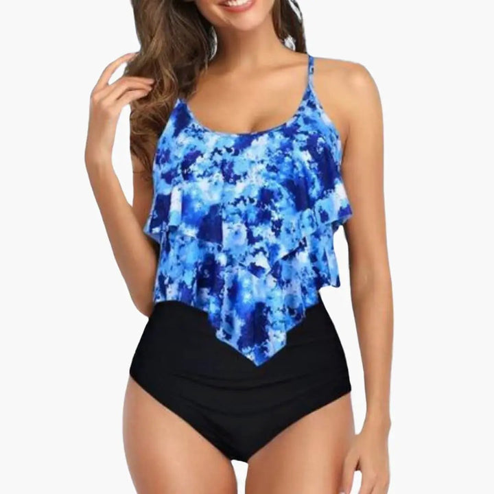 Two-Piece Women's Tankini with Ruffles and Tummy Control