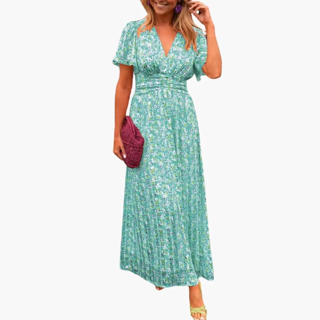 Floral Wrap Maxi Dress - for Women with V-Neck