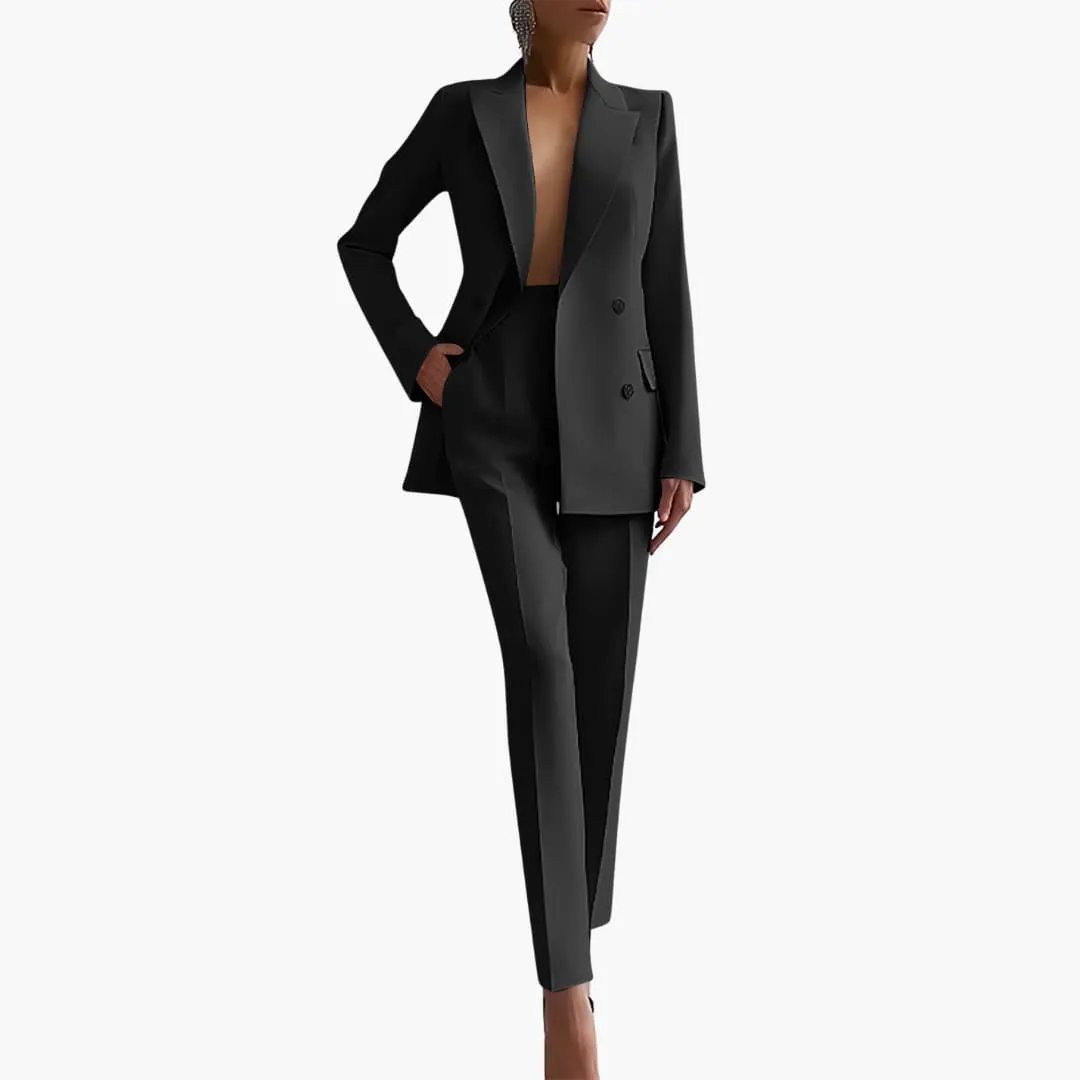 Women's Summer Two-Piece Suit with Blazer and Slim-Fit Pants