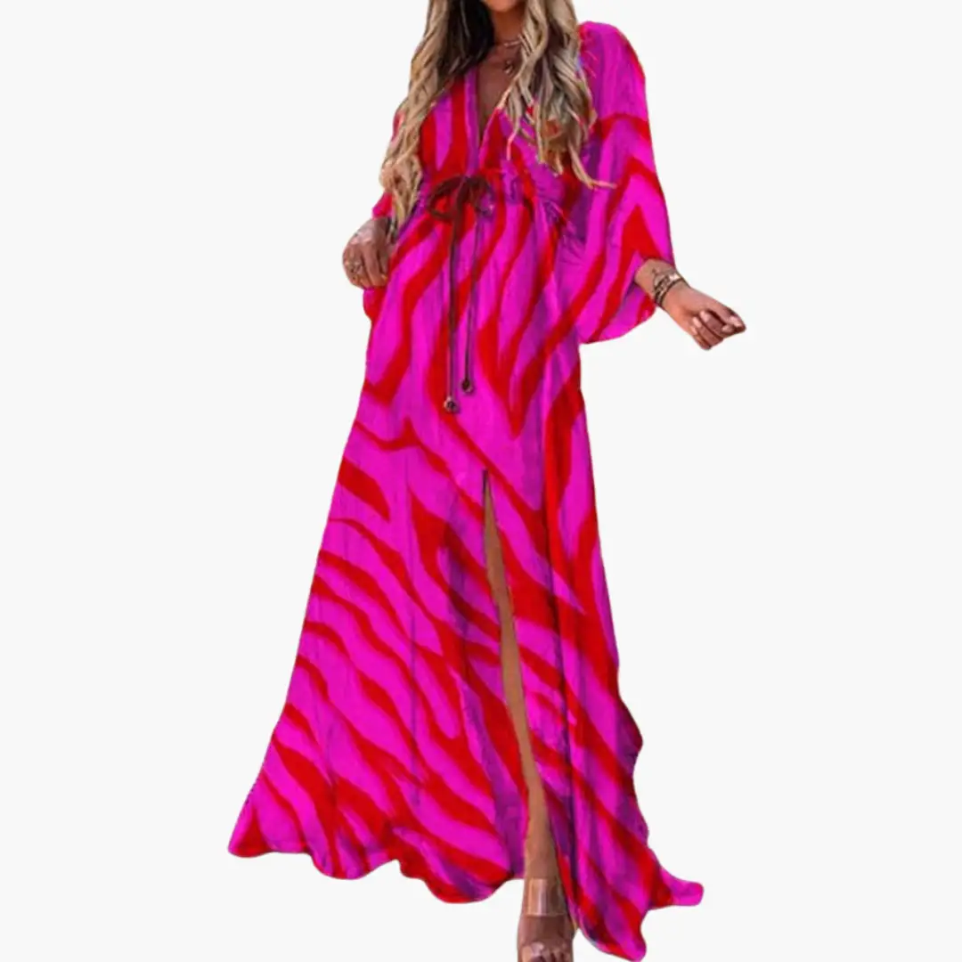 Colorful Summer Dress - Women's Maxi Dress with Floral Print