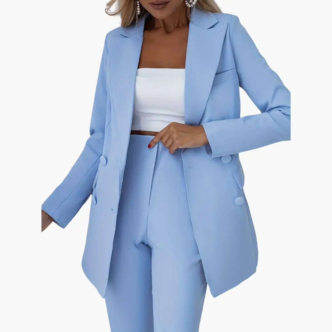Women's Summer Two-Piece Suit with Blazer and Slim-Fit Pants