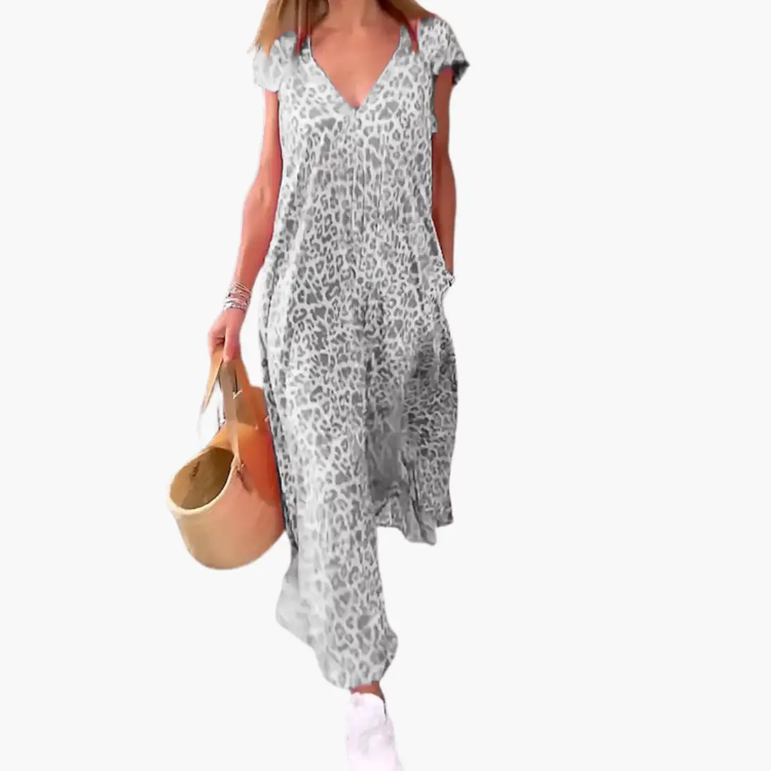 Leo Maxi Dress for Women – V-Neck and Loose Fit