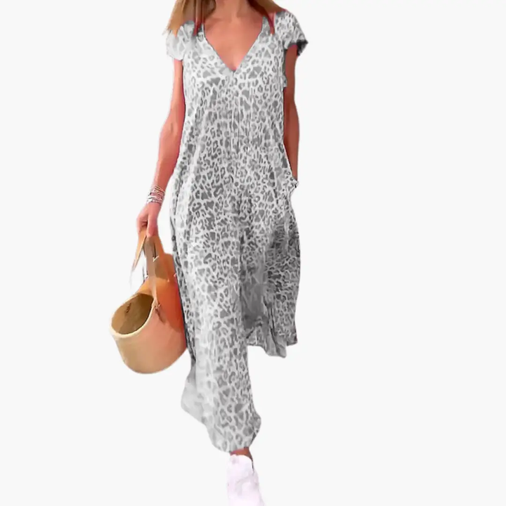 Leo Maxi Dress for Women – V-Neck and Loose Fit