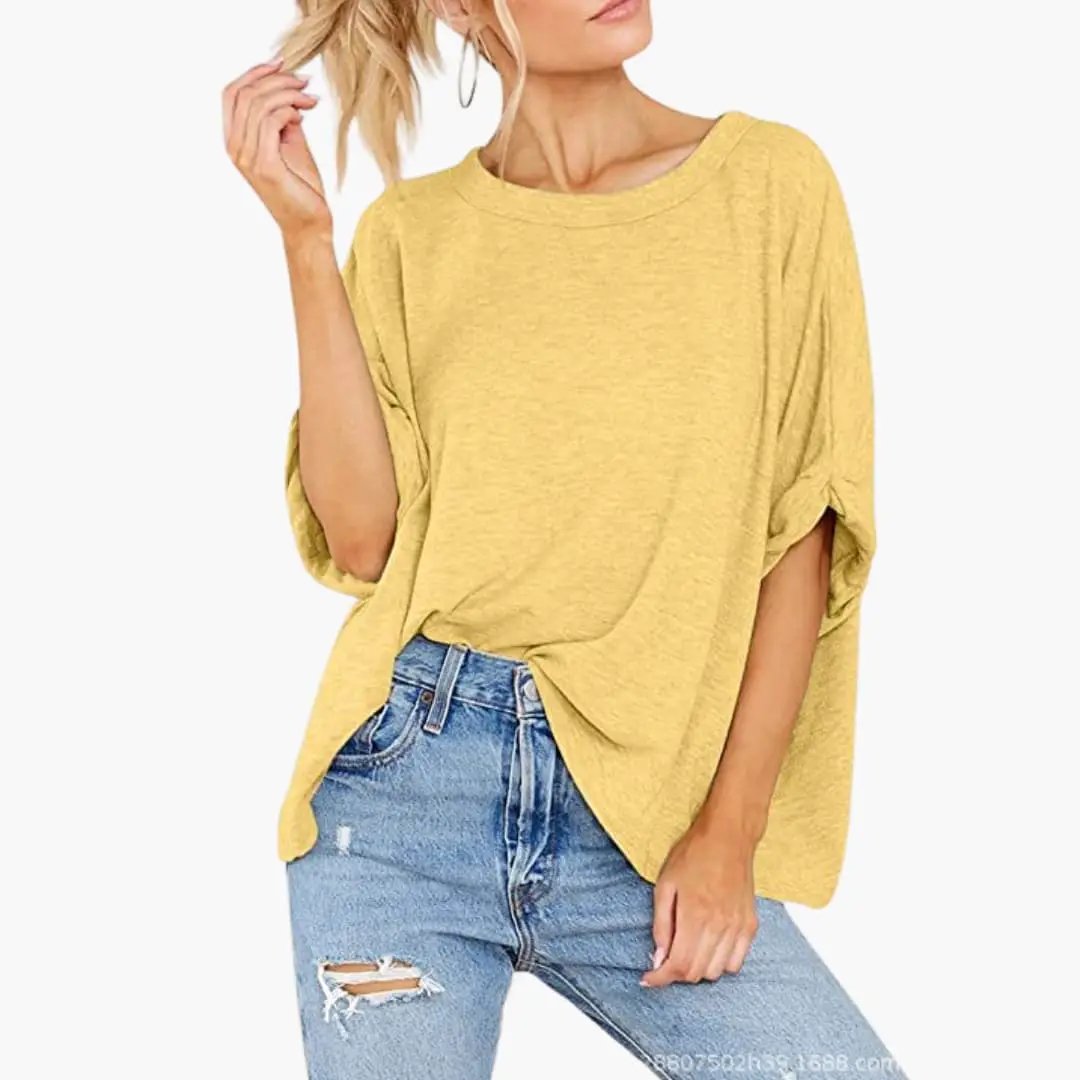 Women’s Oversized Crew Neck Rolled Sleeve T-Shirt