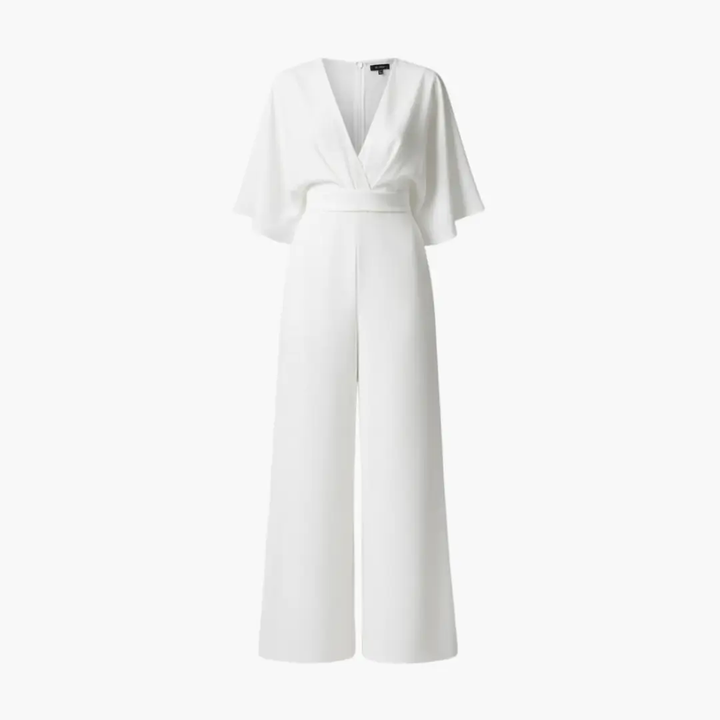 Women's Summer Jumpsuit with V-Neckline and Half Sleeves