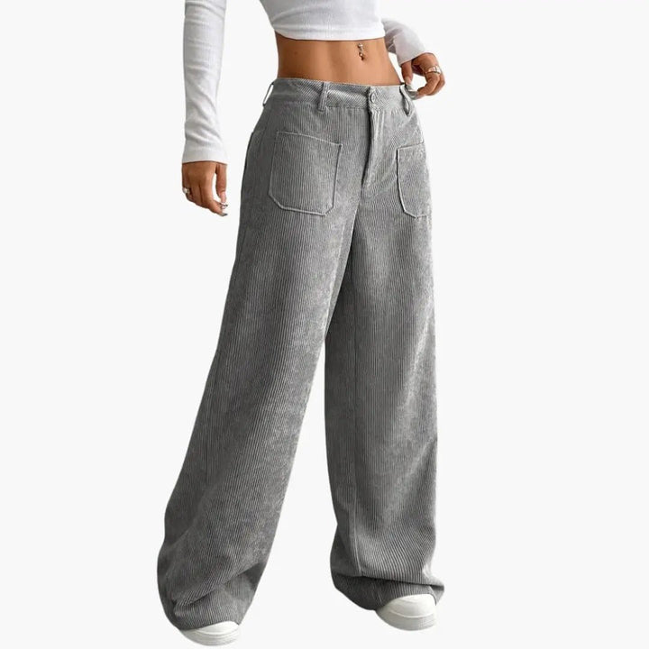 Women's Corduroy Pants with High Waist and Pockets