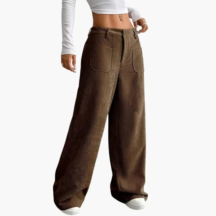 Women's Corduroy Pants with High Waist and Pockets