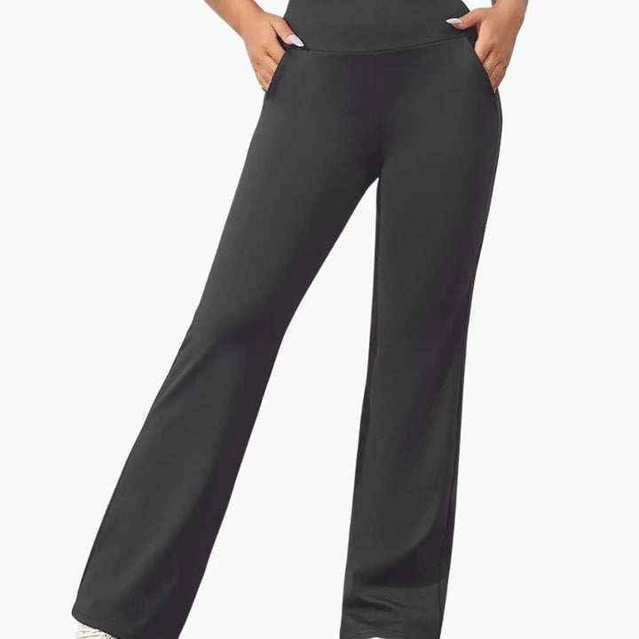 Women's Pants with Elastic Waistband and Flared Leg