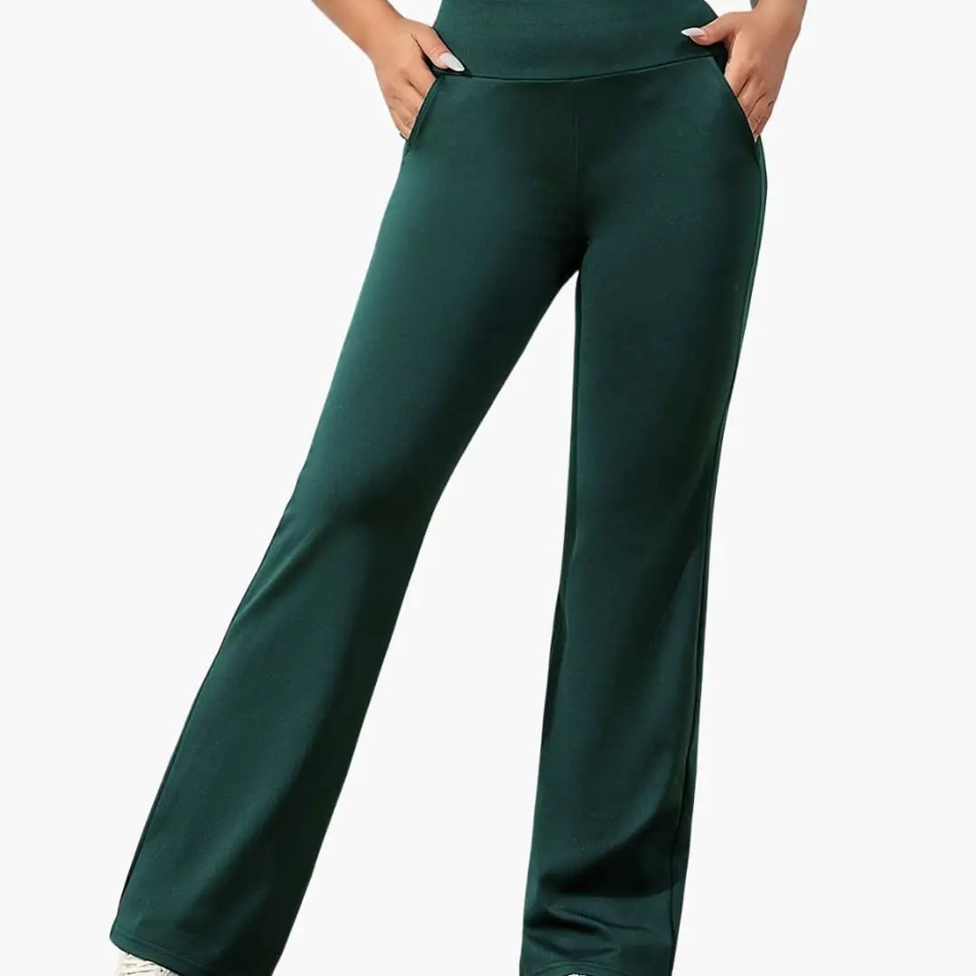Women's Pants with Elastic Waistband and Flared Leg