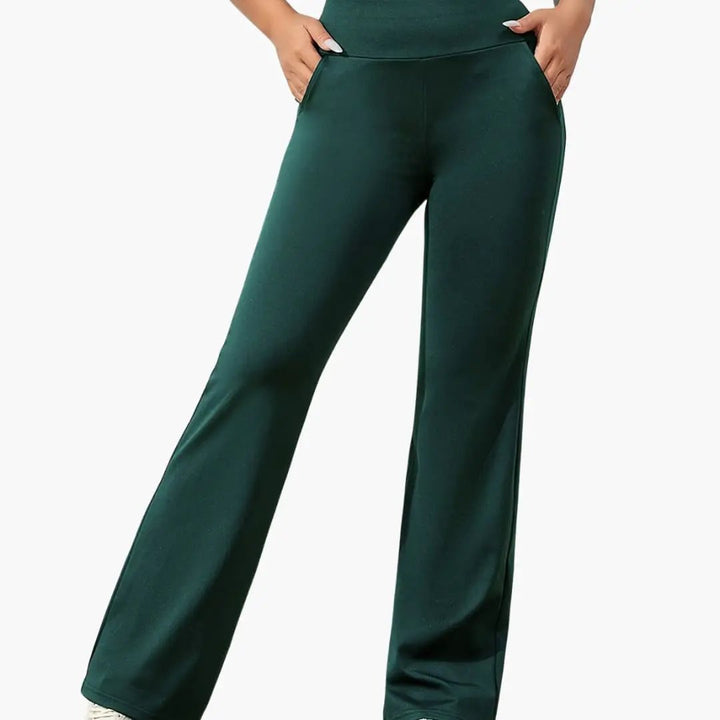 Women's Pants with Elastic Waistband and Flared Leg