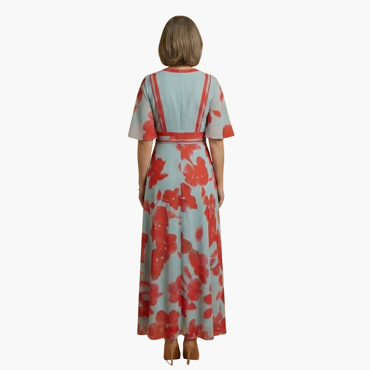 Floral Dress with V-Neck for Women Elegant & Long