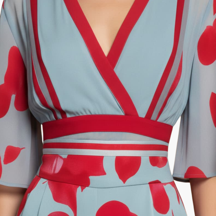 Floral Dress with V-Neck for Women Elegant & Long