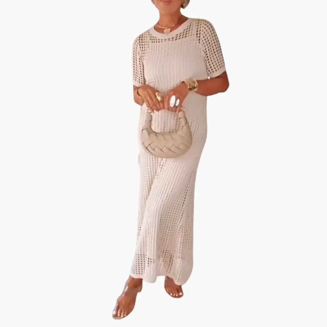Women's Long Dress with Cut-Out and Inner Layer