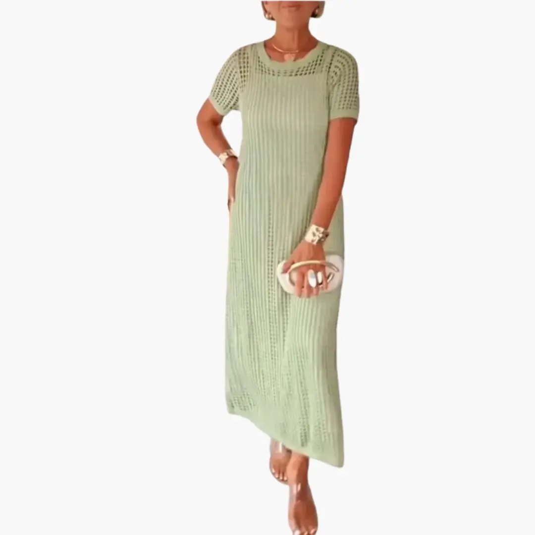 Women's Long Dress with Cut-Out and Inner Layer