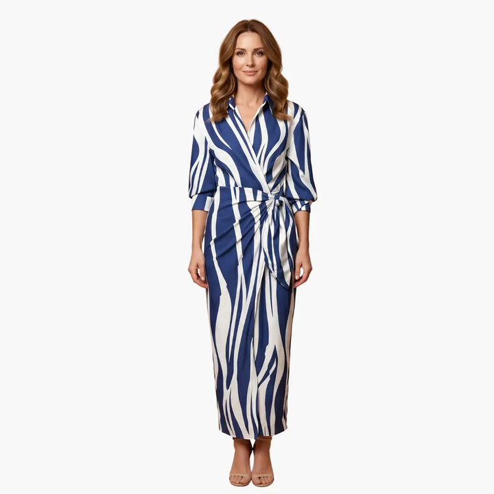 Striped Shirt Dress – Women's Maxi Dress Made of Cotton