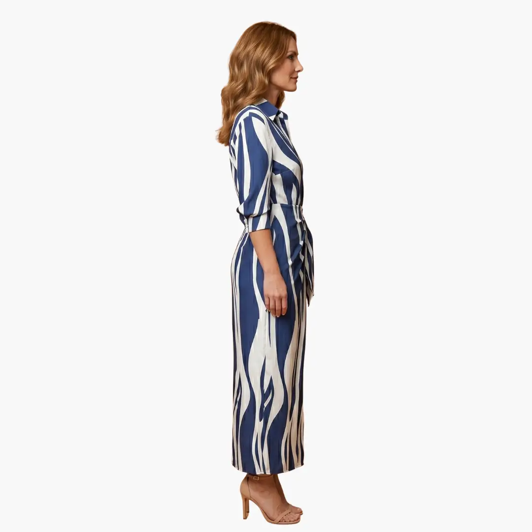 Striped Shirt Dress – Women's Maxi Dress Made of Cotton