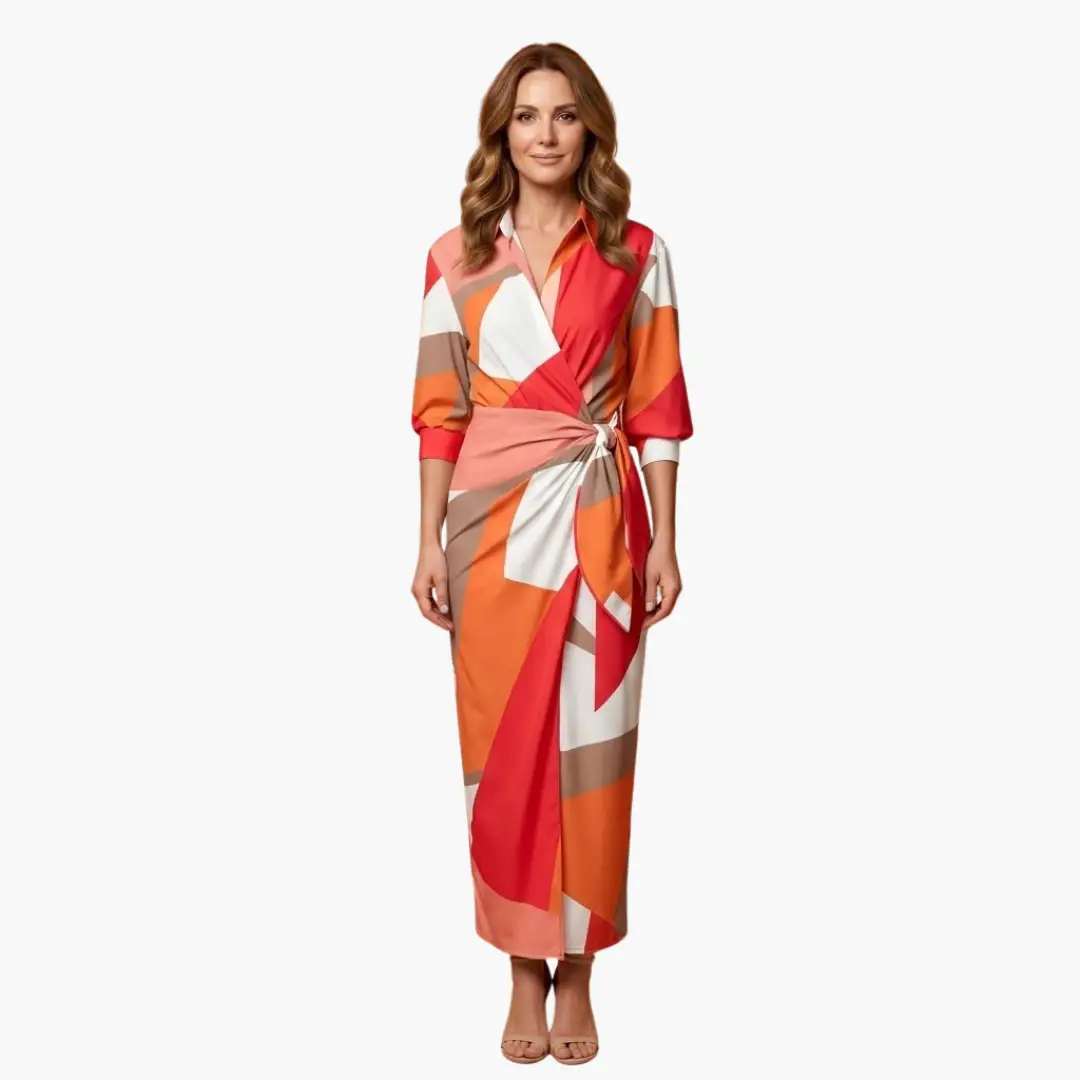 Striped Shirt Dress – Women's Maxi Dress Made of Cotton