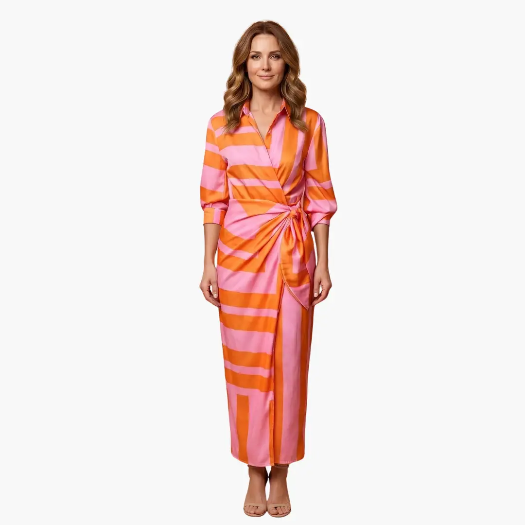 Striped Shirt Dress – Women's Maxi Dress Made of Cotton