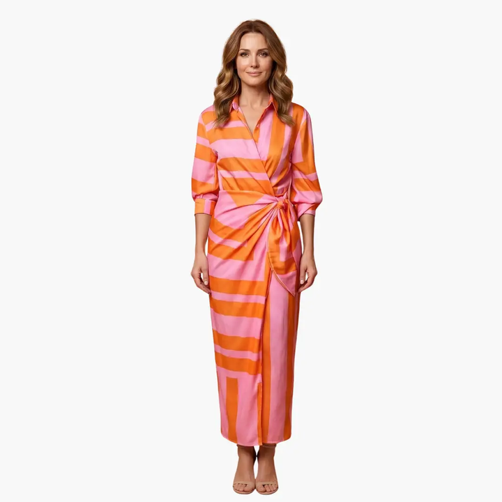 Striped Shirt Dress – Women's Maxi Dress Made of Cotton