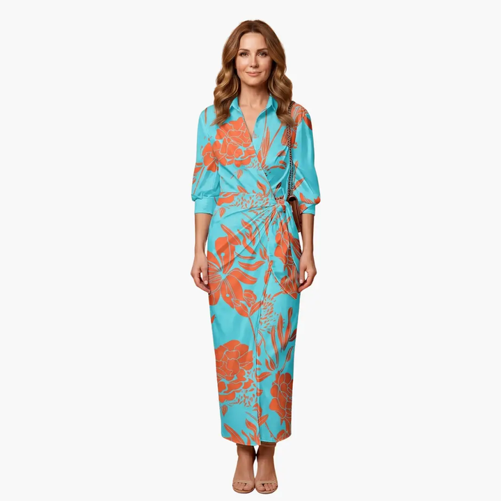 Striped Shirt Dress – Women's Maxi Dress Made of Cotton