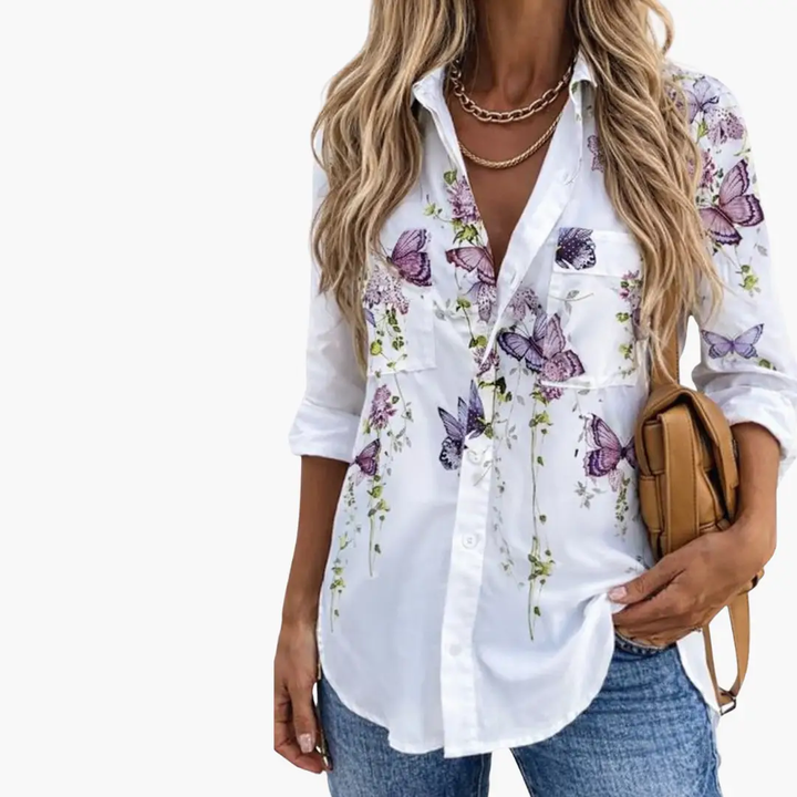 Summer Top for Women with - Butterfly Print Light