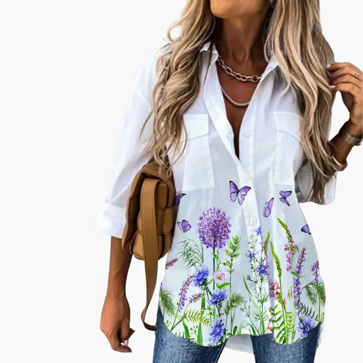 Summer Top for Women with - Butterfly Print Light