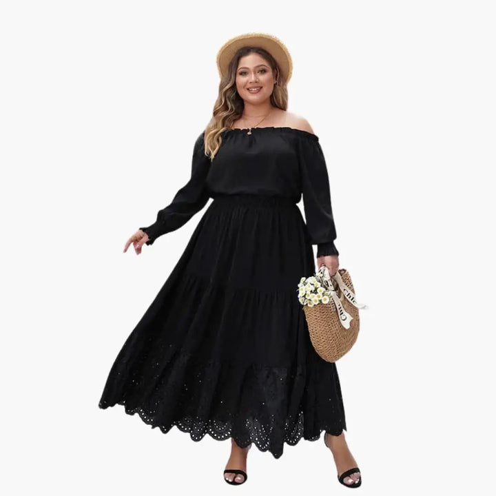 Women's A-Line Maxi Skirt with Elastic Waistband and Side Pockets