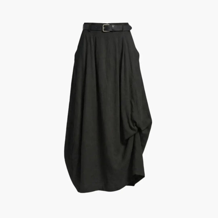 Women's A-Line Skirt with Decorative Seams and Elastic Waistband