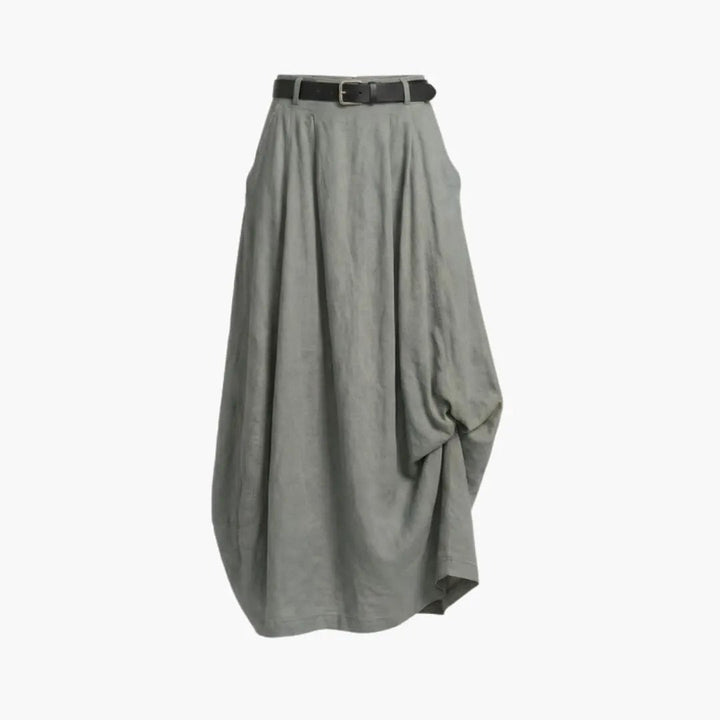 Women's A-Line Skirt with Decorative Seams and Elastic Waistband