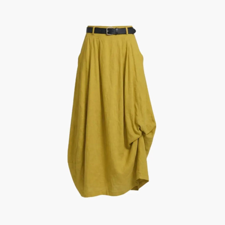 Women's A-Line Skirt with Decorative Seams and Elastic Waistband