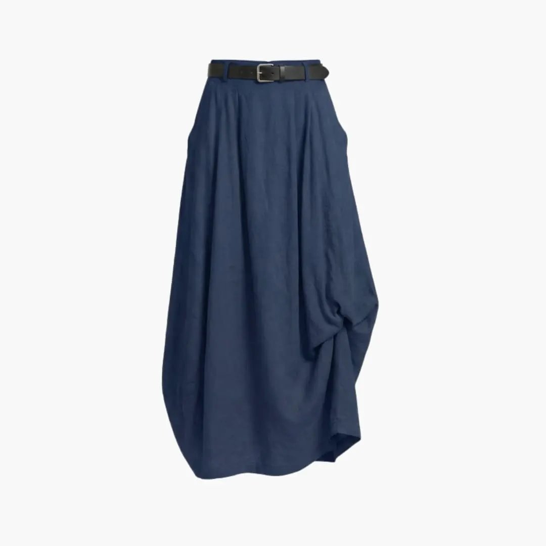 Women's A-Line Skirt with Decorative Seams and Elastic Waistband