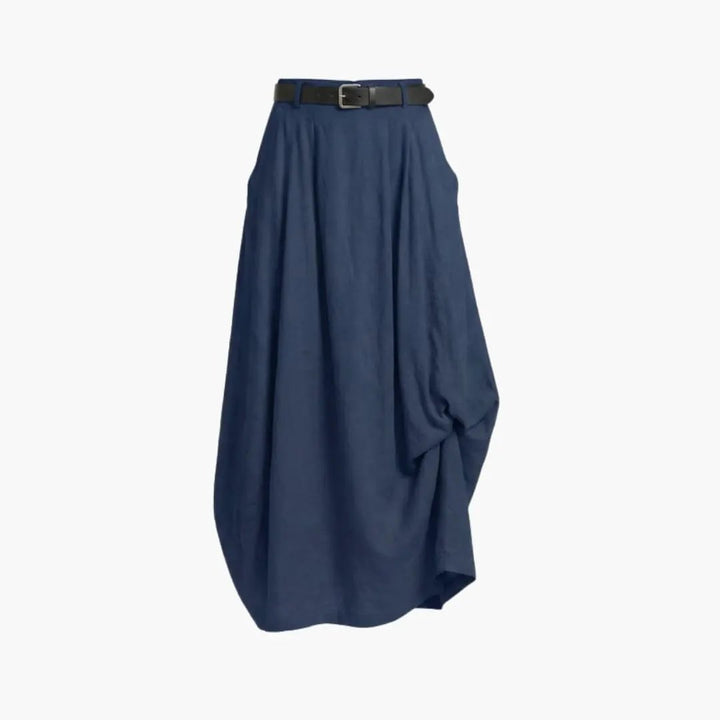 Women's A-Line Skirt with Decorative Seams and Elastic Waistband