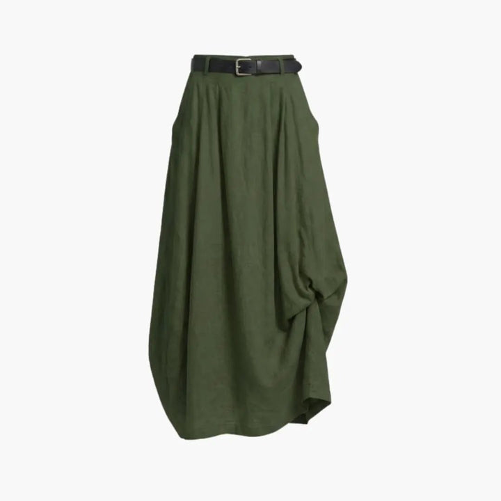 Women's A-Line Skirt with Decorative Seams and Elastic Waistband