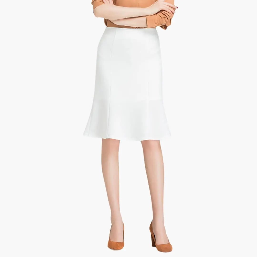 Women's A-Line Skirt with Elastic Band Waistband and Midi Length