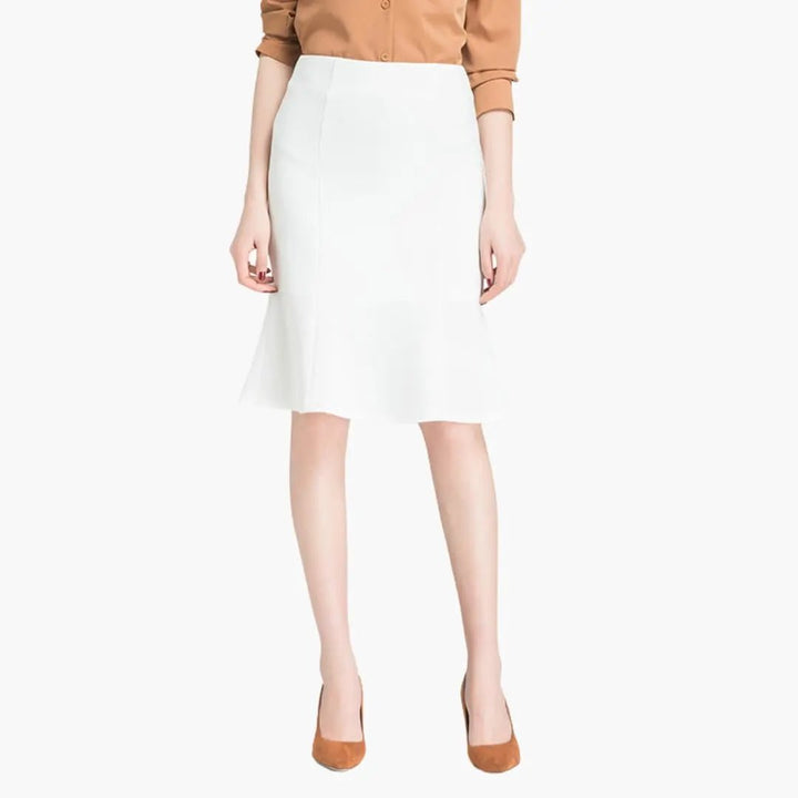 Women's A-Line Skirt with Elastic Band Waistband and Midi Length