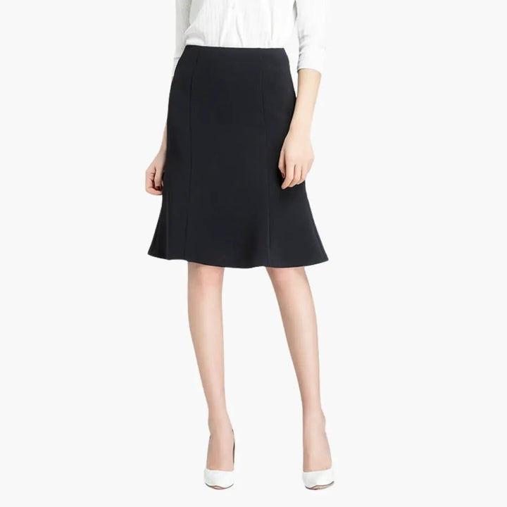 Women's A-Line Skirt with Elastic Band Waistband and Midi Length