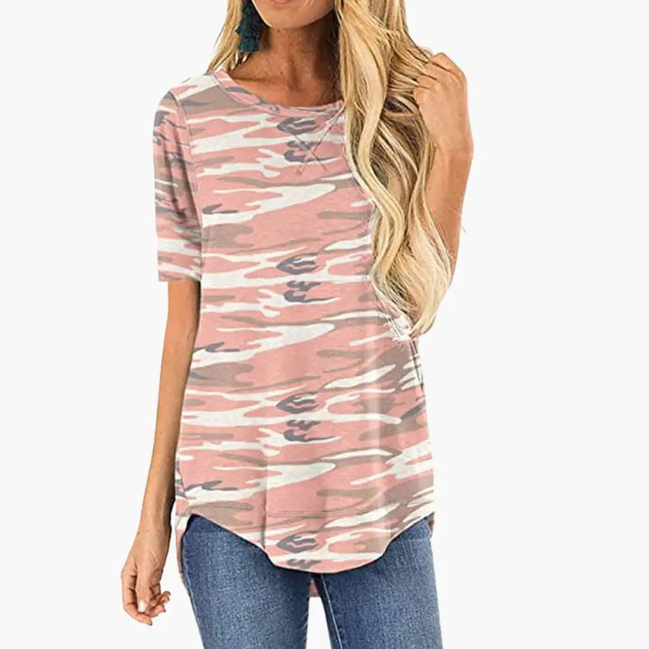 Women’s Allover Leopard Print T-Shirt Short Sleeve Crew Neck Top