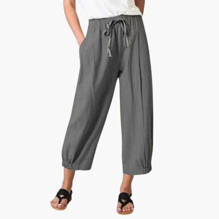 Women’s Ankle Length Pants with Elastic Waist and Drawstring