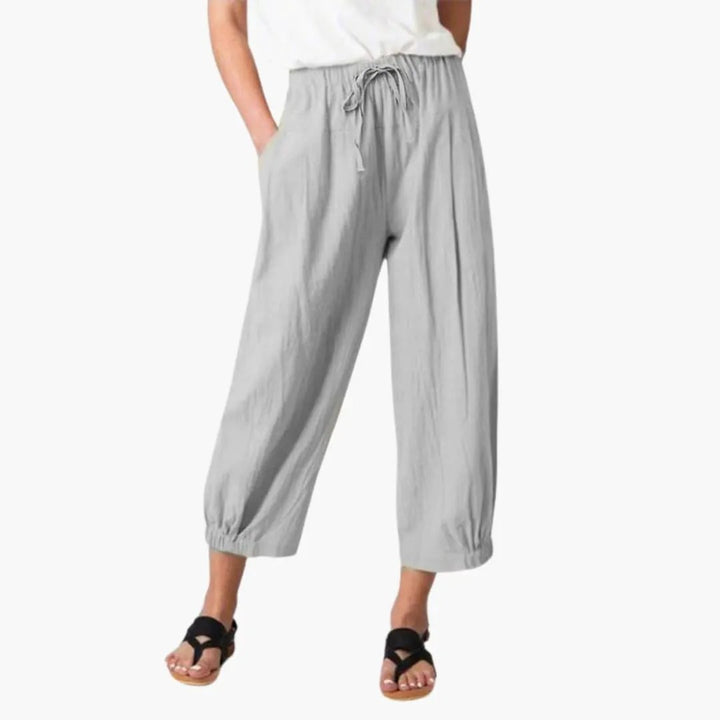 Women’s Ankle Length Pants with Elastic Waist and Drawstring