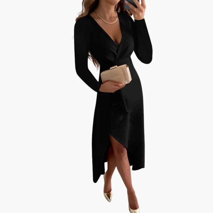 Women’s Asymmetrical V-Neck Knit Dress