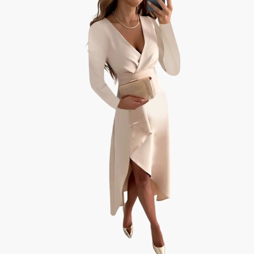 Women’s Asymmetrical V-Neck Knit Dress