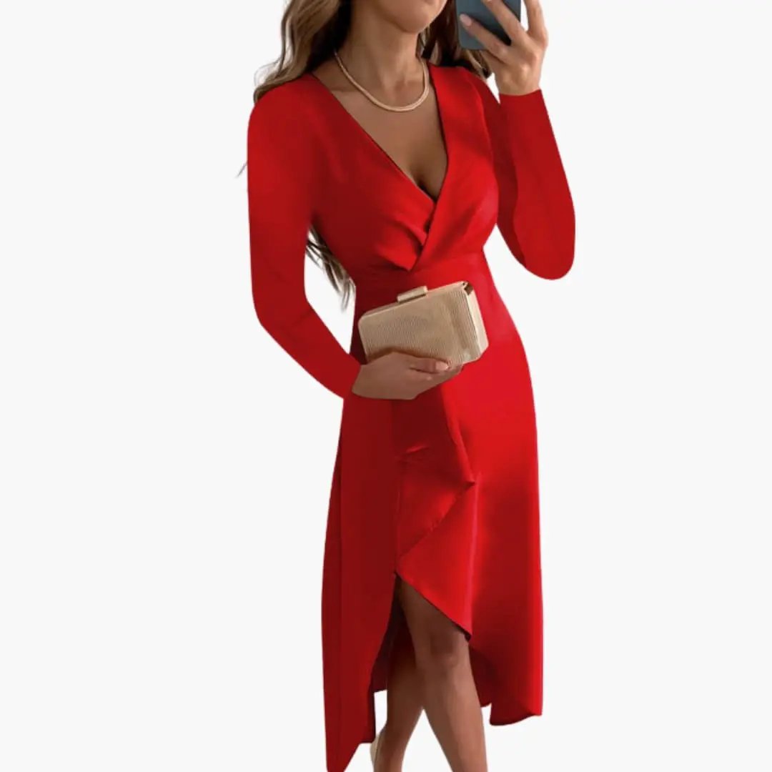 Women’s Asymmetrical V-Neck Knit Dress