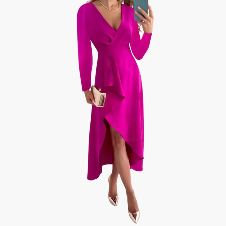Women’s Asymmetrical V-Neck Knit Dress