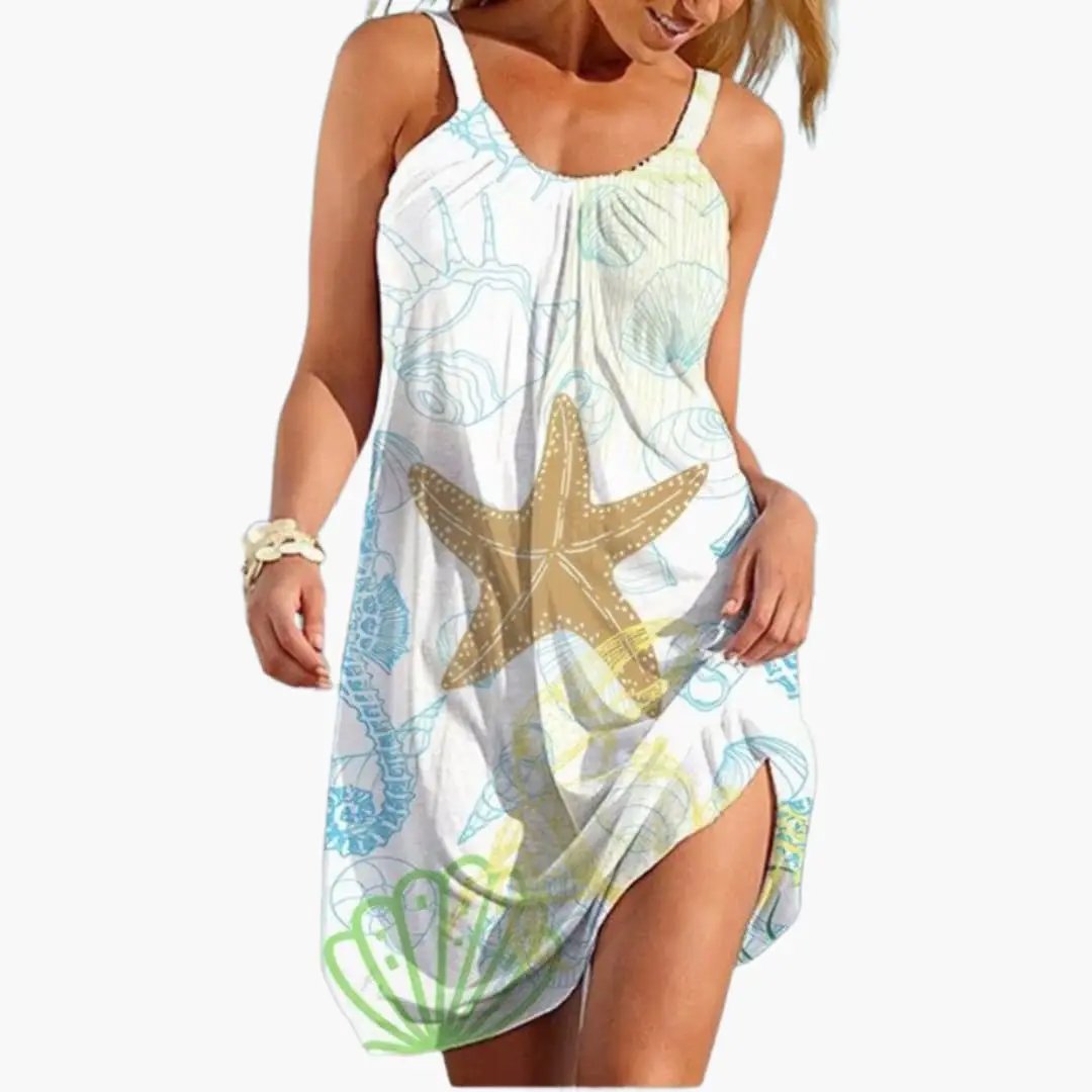 Women’s Beach Dress with Sleeveless Design and Knee Length