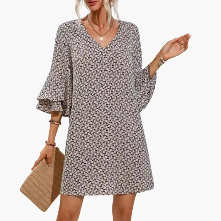Women’s Beach Dress with V Neck and Wide Sleeves
